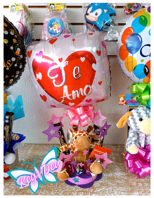 Ancheta de Dulces con Peluche Amor y Amistad