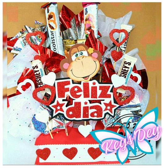 Ancheta de Dulces con Topper Amor y Amistad