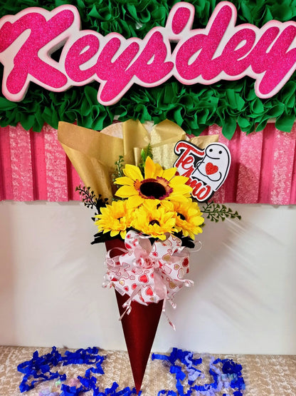 Cono de Girasoles con Mensaje
