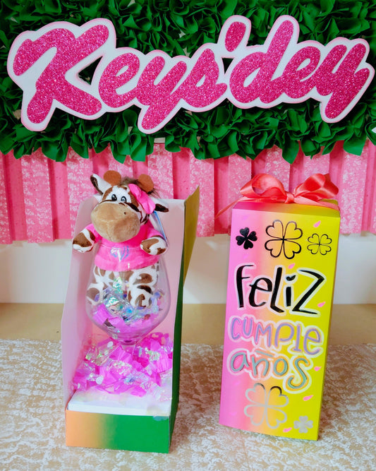 Caja con Copa y Peluche Mujer